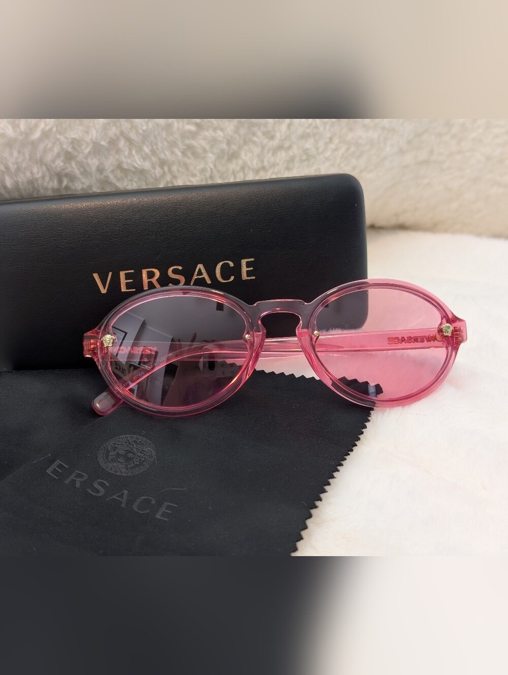 Like New Versace VE 4352 Pink Round Women's Sunglasses